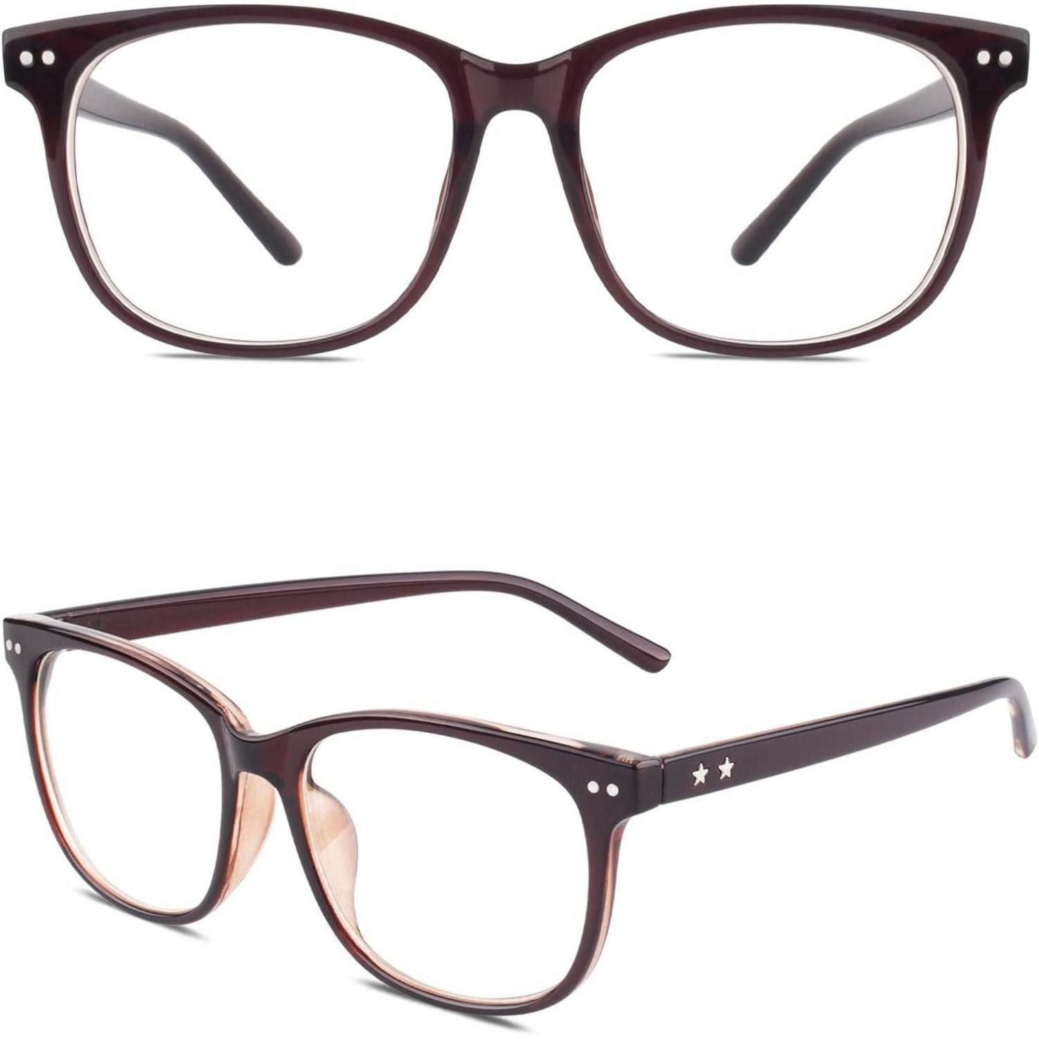 Brillengestell Brille Hornbrille Nerdbrille Fakebrille Damen Herren UV400 1.1 Braun