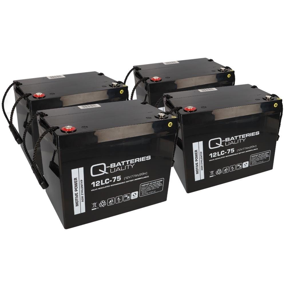 Q-Batteries 4x Q-Batteries 12LC-75 / 12V - 77Ah Blei Akku Zyklentyp AGM - Deep Bleiakkus