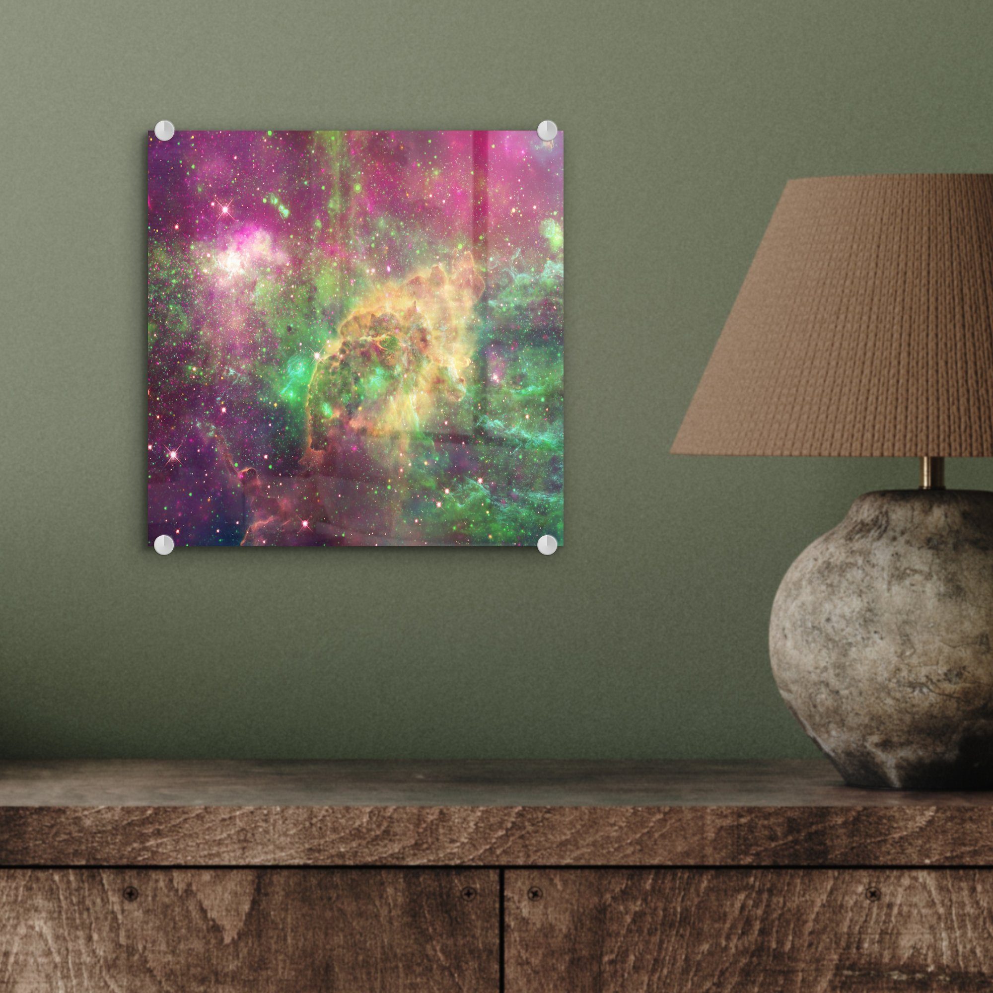 Acrylglasbild auf Glas - Farben, Foto - Wanddekoration Glasbilder MuchoWow Weltraum - - (1 Glas - auf Wandbild Sterne St), Bilder