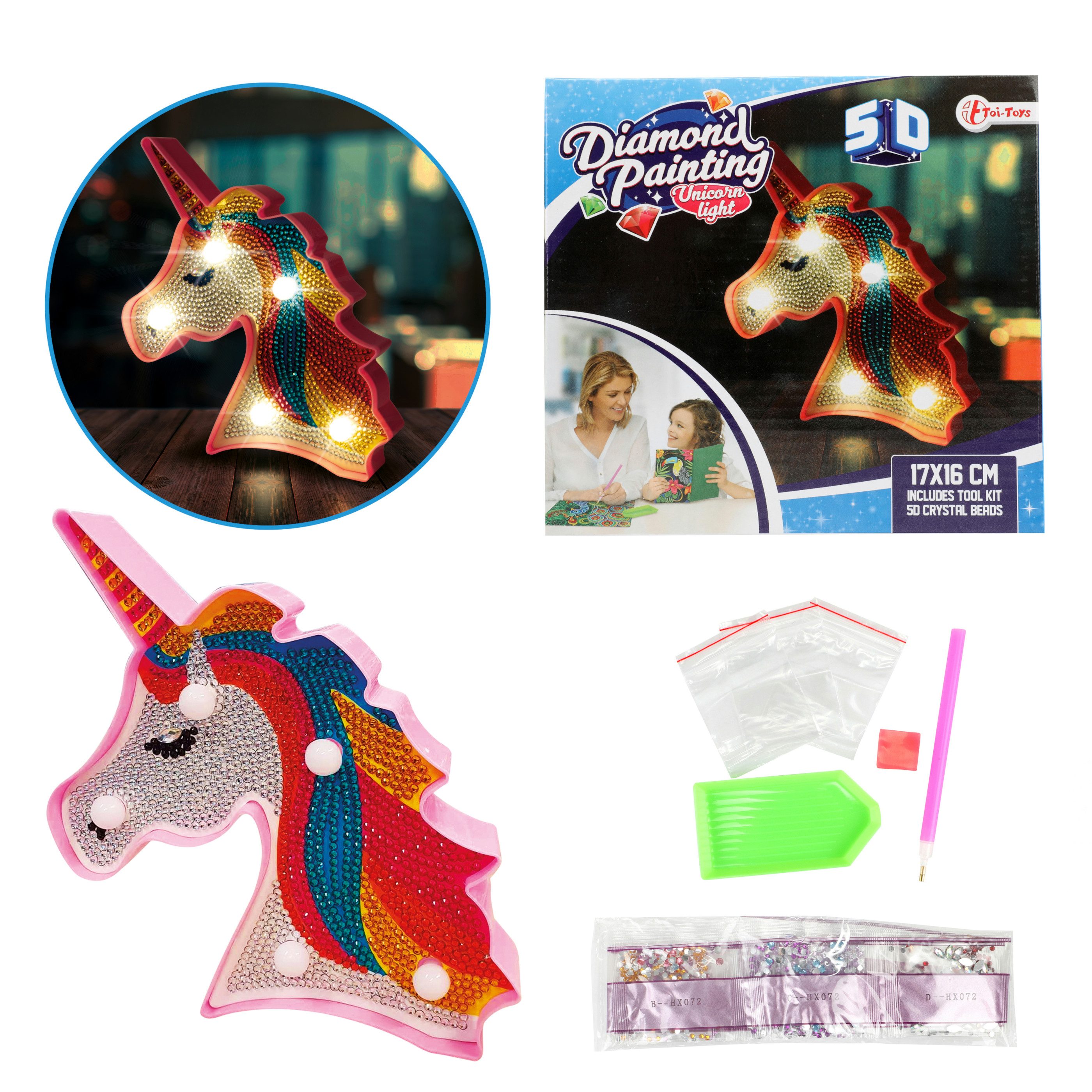 Toi-Toys Dekolicht DIY - Diamant - Einhornlampe (5D)