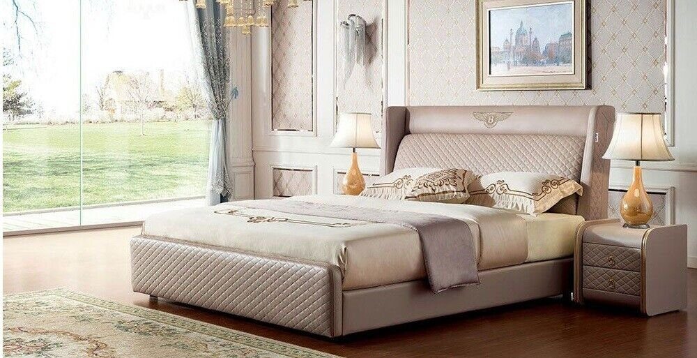 JVmoebel Schlafzimmer-Set Design Schlafzimmer Bett tlg. Set Luxus 3 Modern Betten Nachttisch