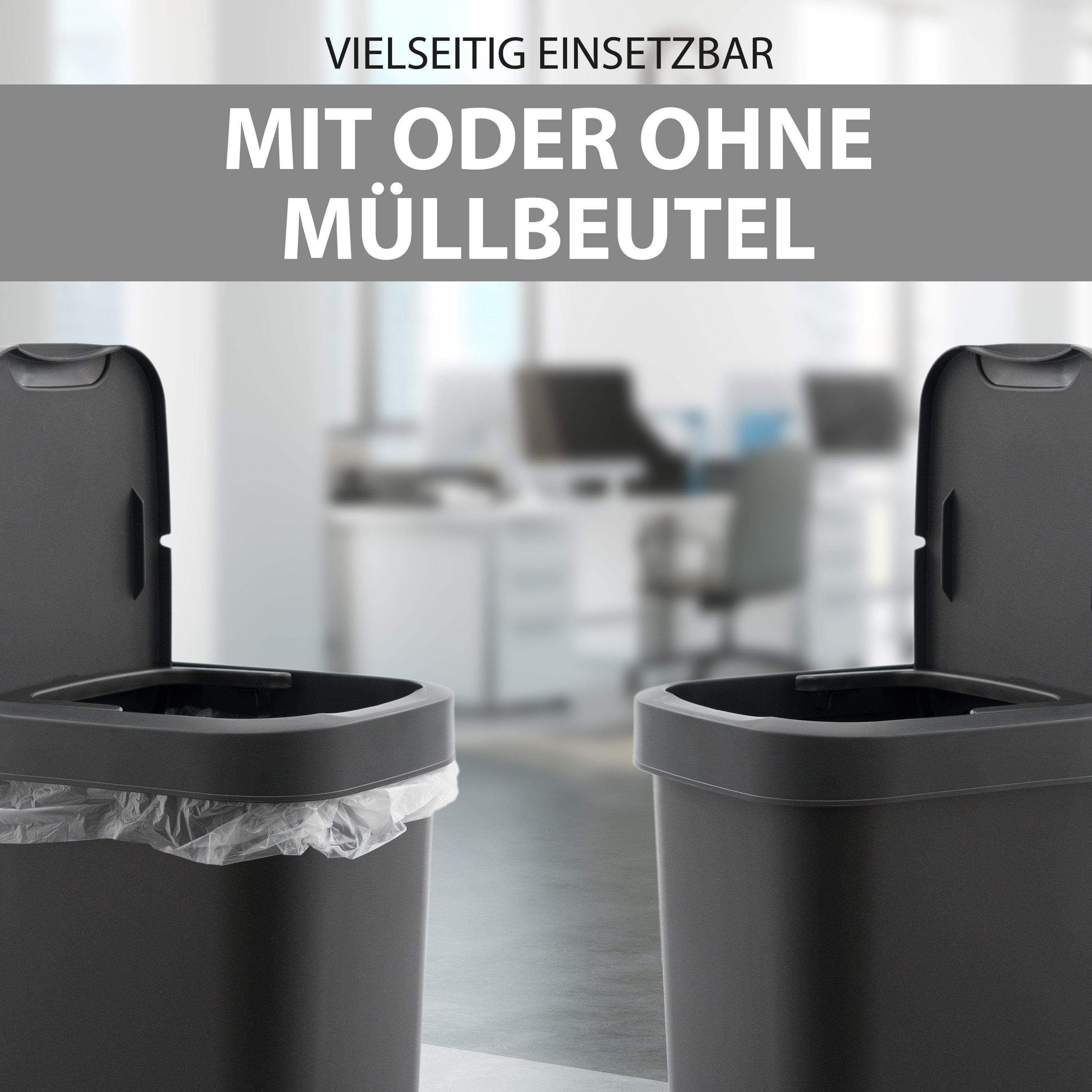 10 Liter Mülleimer Mit Schwingdeckel | Grauer Abfalleimer Für Bad & Küche