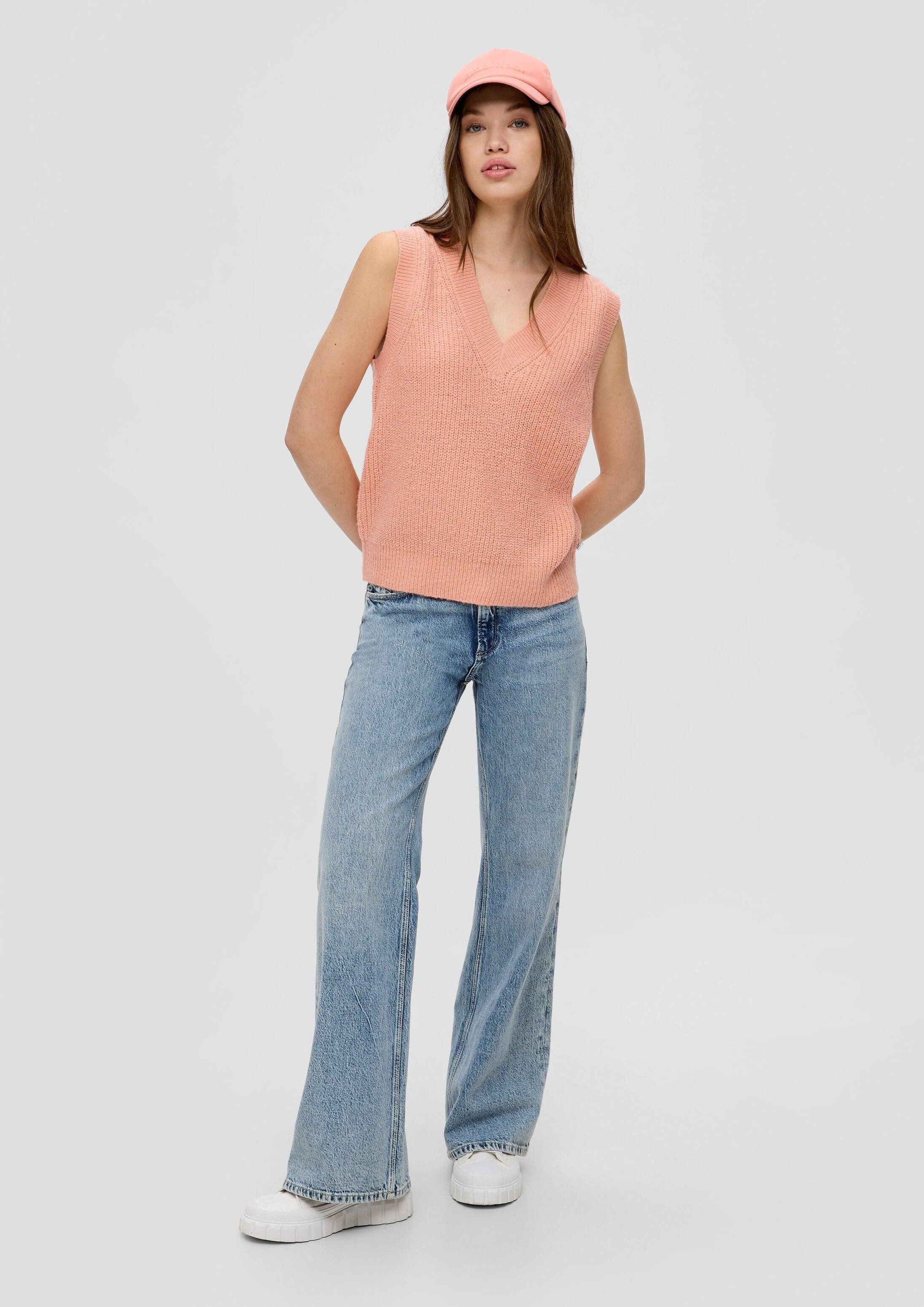 QS Rundhalspullover Strickpullunder Strickpullunder mit V-Neck