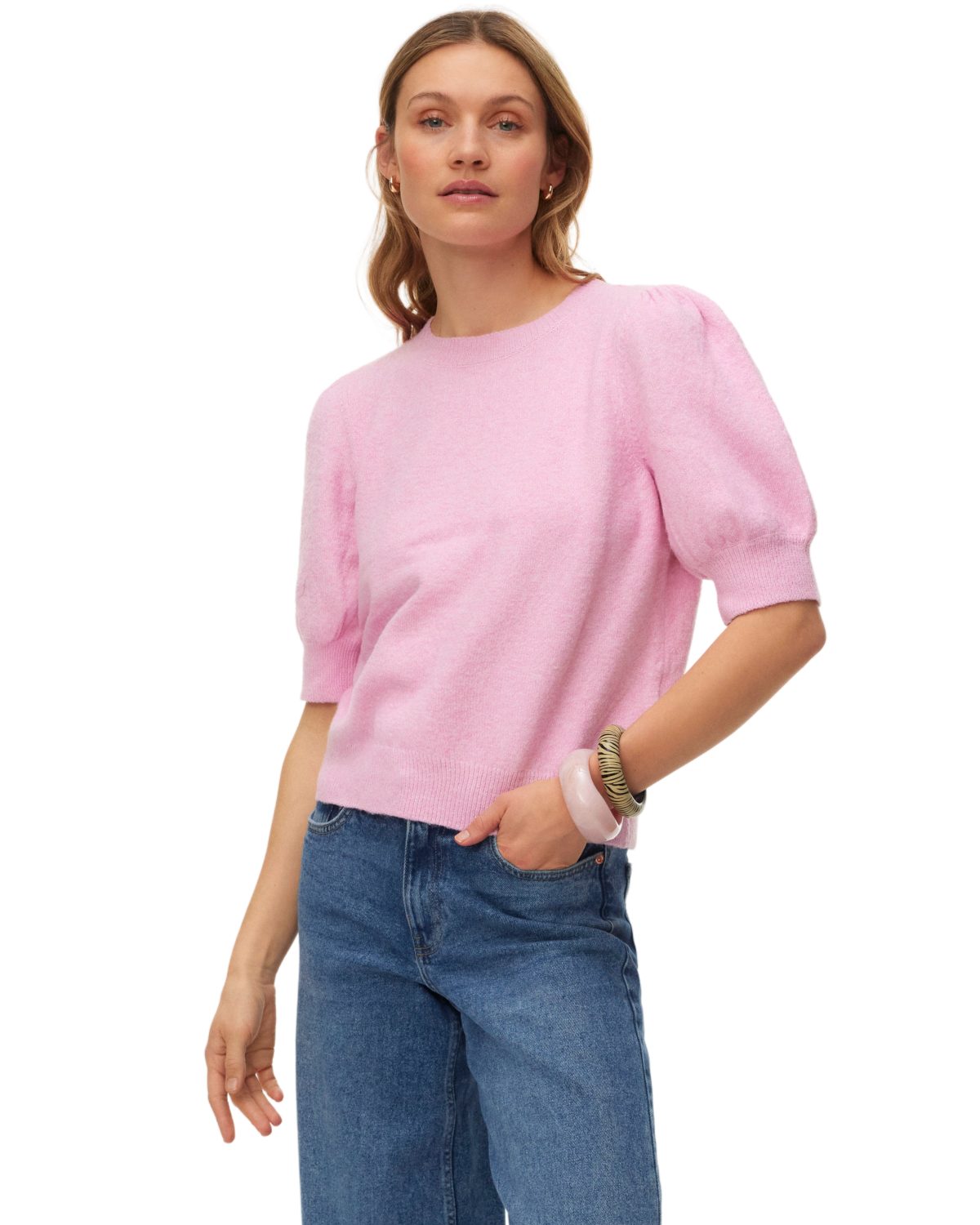 Vero Moda Strickpullover Damen Strickpullover mit Puff und 2/4-Ärmeln günstig online kaufen