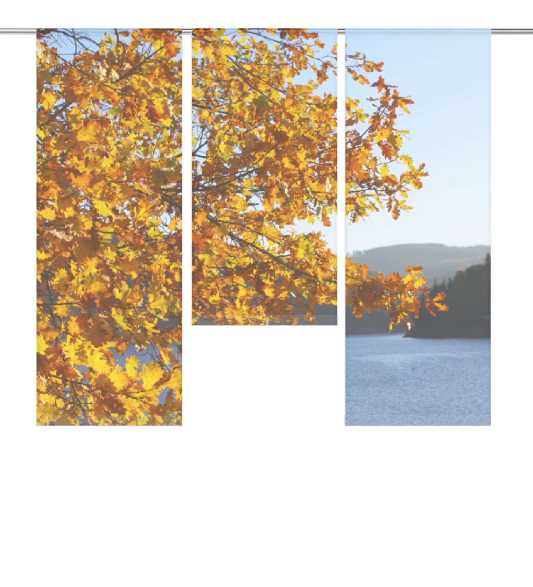 Scheibengardine Herbst am See - Scheibengardine 3-tlg. 80/60x30cm (hxb) - B-line, gardinen-for-life