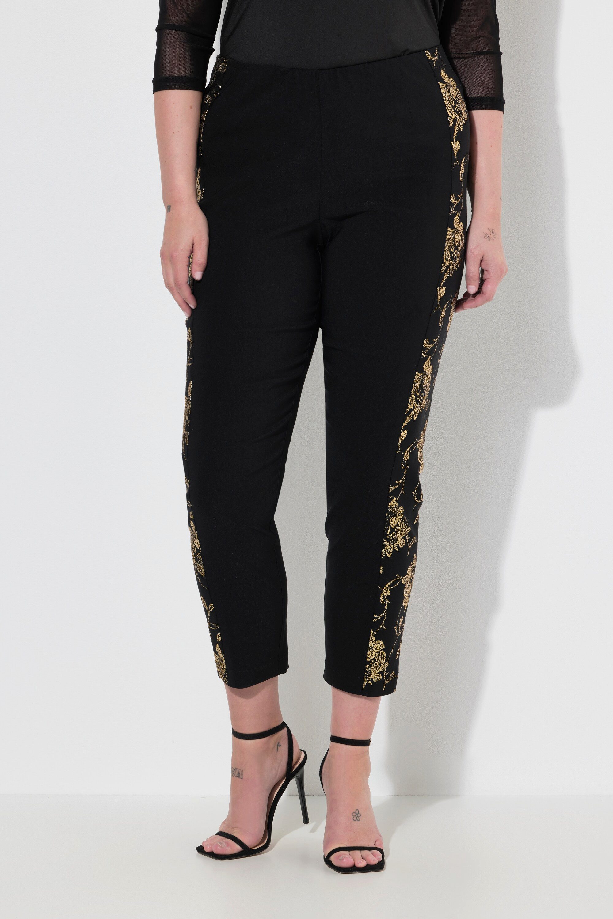 MIAMODA Schlupfhose Bengalinhose schmales Bein golderner Druck günstig online kaufen