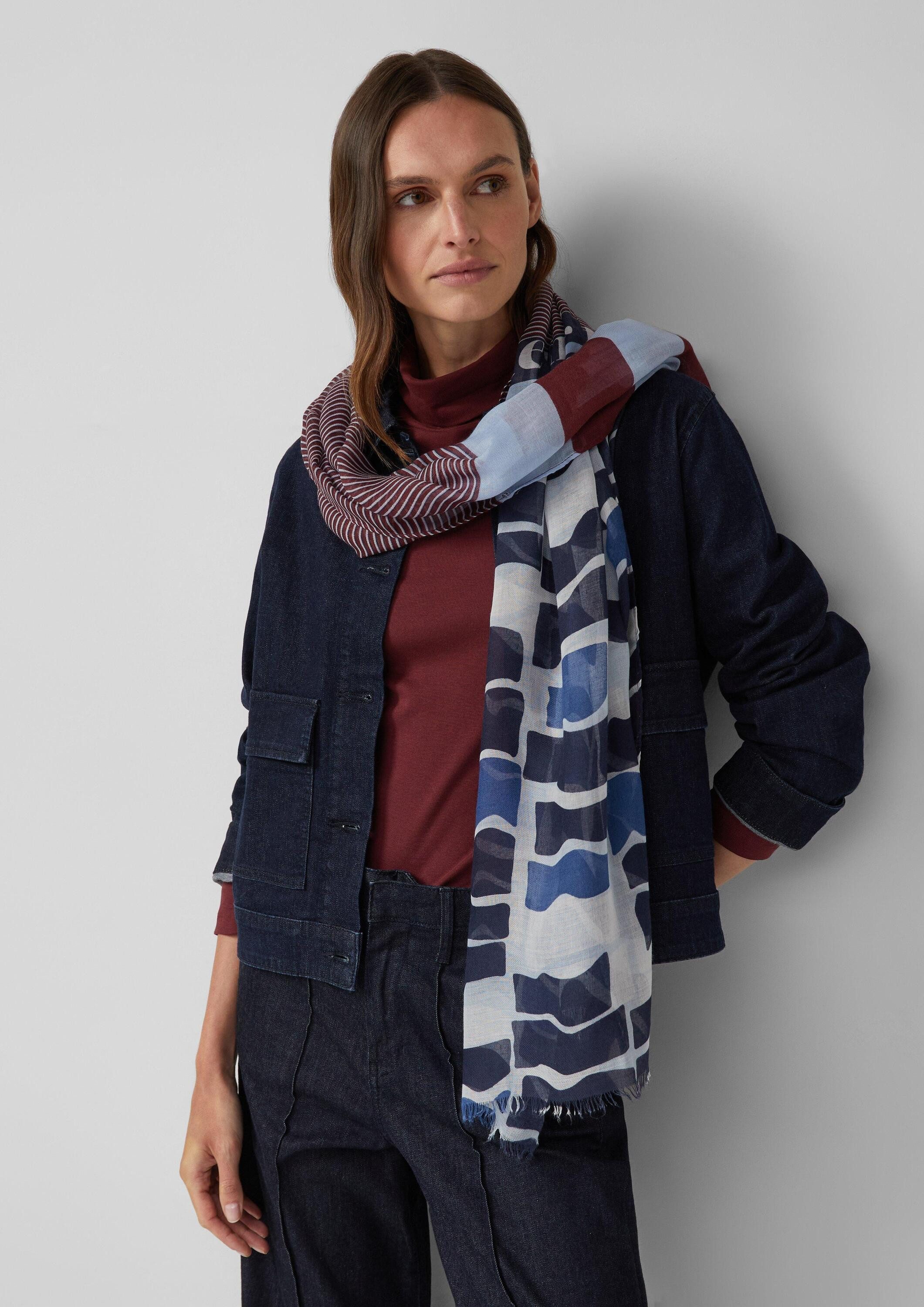 s.Oliver Schal Tuch, Schal mit Streifen-Artwork günstig online kaufen