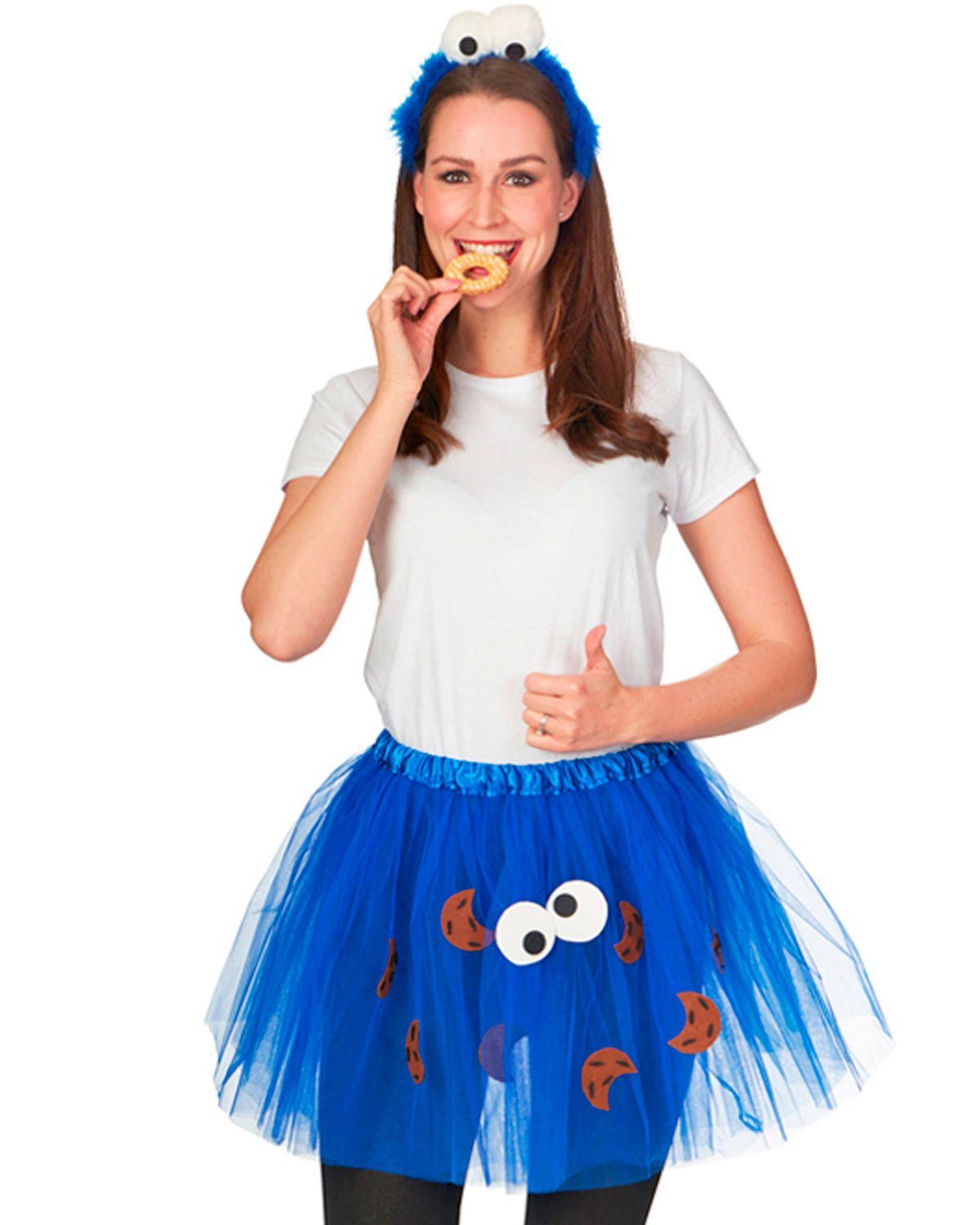 Das Kostümland Kostüm Cookie Krümelmonster Petticoat, Damen Tutu Blau