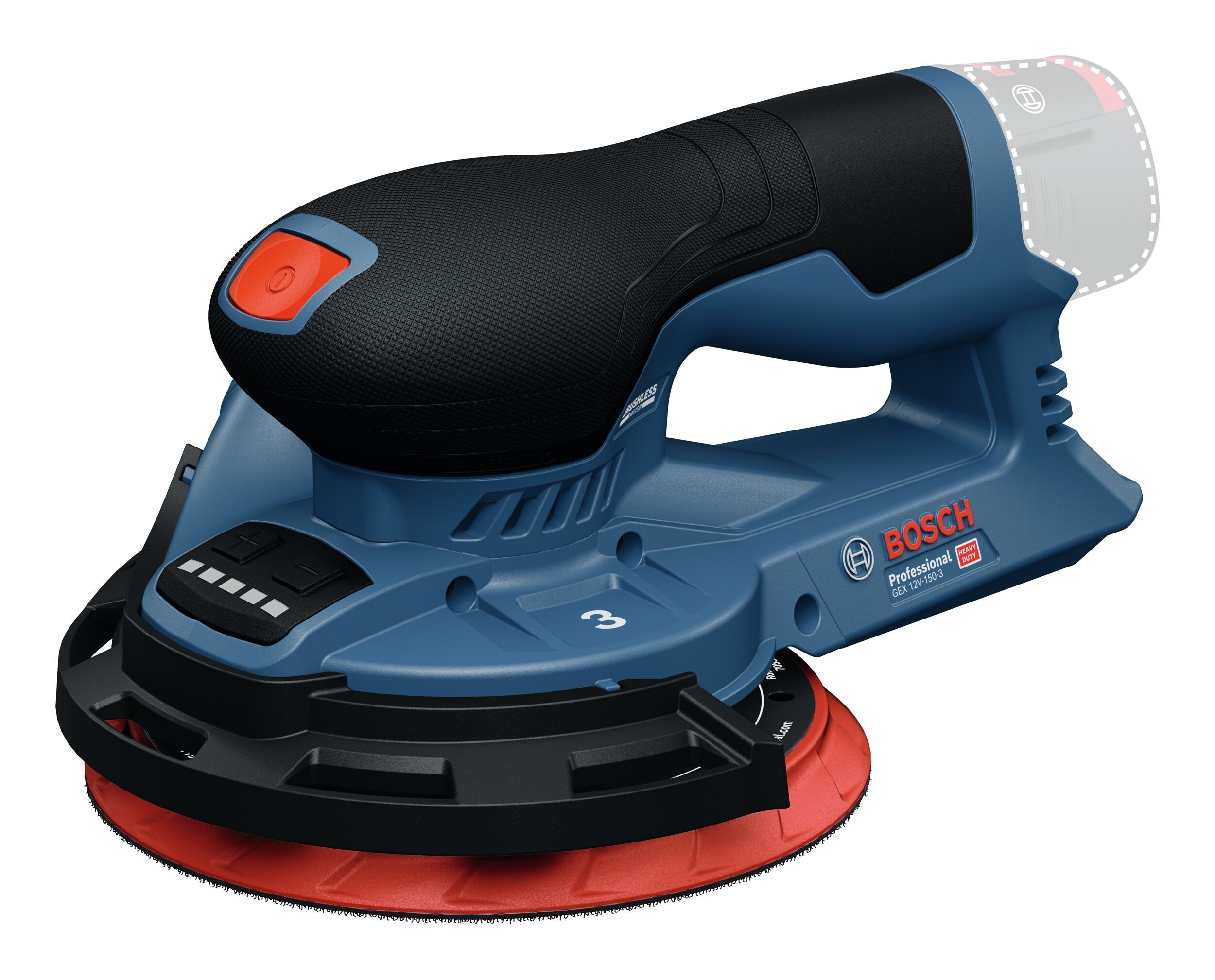 BOSCH Akku-Exzenterschleifer GEX 12V-150-3, max. 9500 U/min, 19000 U/min, Ohne Akku - in L-BOXX 162