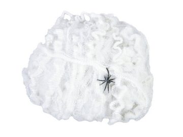 EUROPALMS Dekoobjekt Spinnennetz synthetisch weiß 100g Halloween Gruseldekoration 2 Spinnen