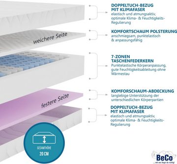 Taschenfederkernmatratze "TFK Duoflex", Beco, 20 cm hoch, zwei Härtegrade in einer Matratze, verschiedene Größen erhältlich