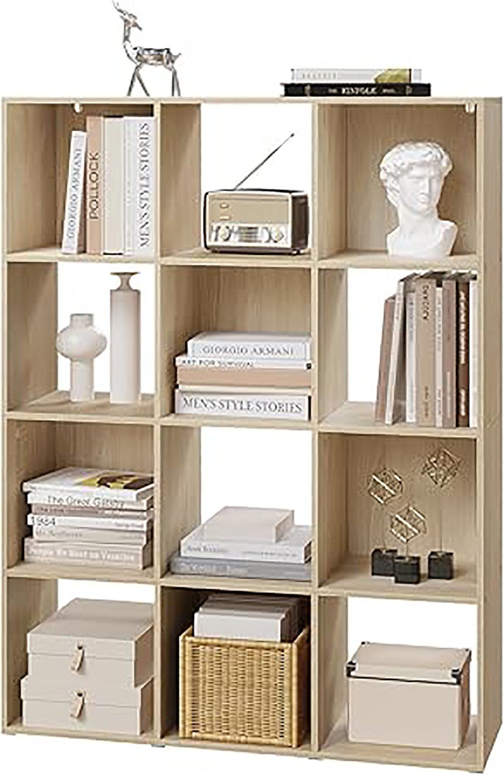 EUGAD Bücherregal, 1-tlg., 4 Ebenen, mit 12 Fächern, freistehendes Würfelre günstig online kaufen