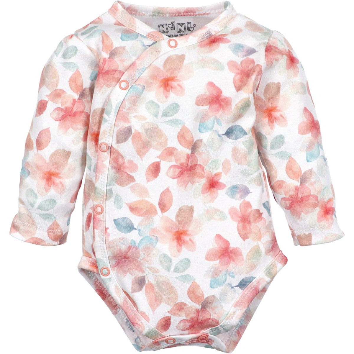 NINI Langarmwickelbody Floral Mädchen (1-tlg) Body, Langarmbody, Wickelbody, Mädchenbody, Einteiler