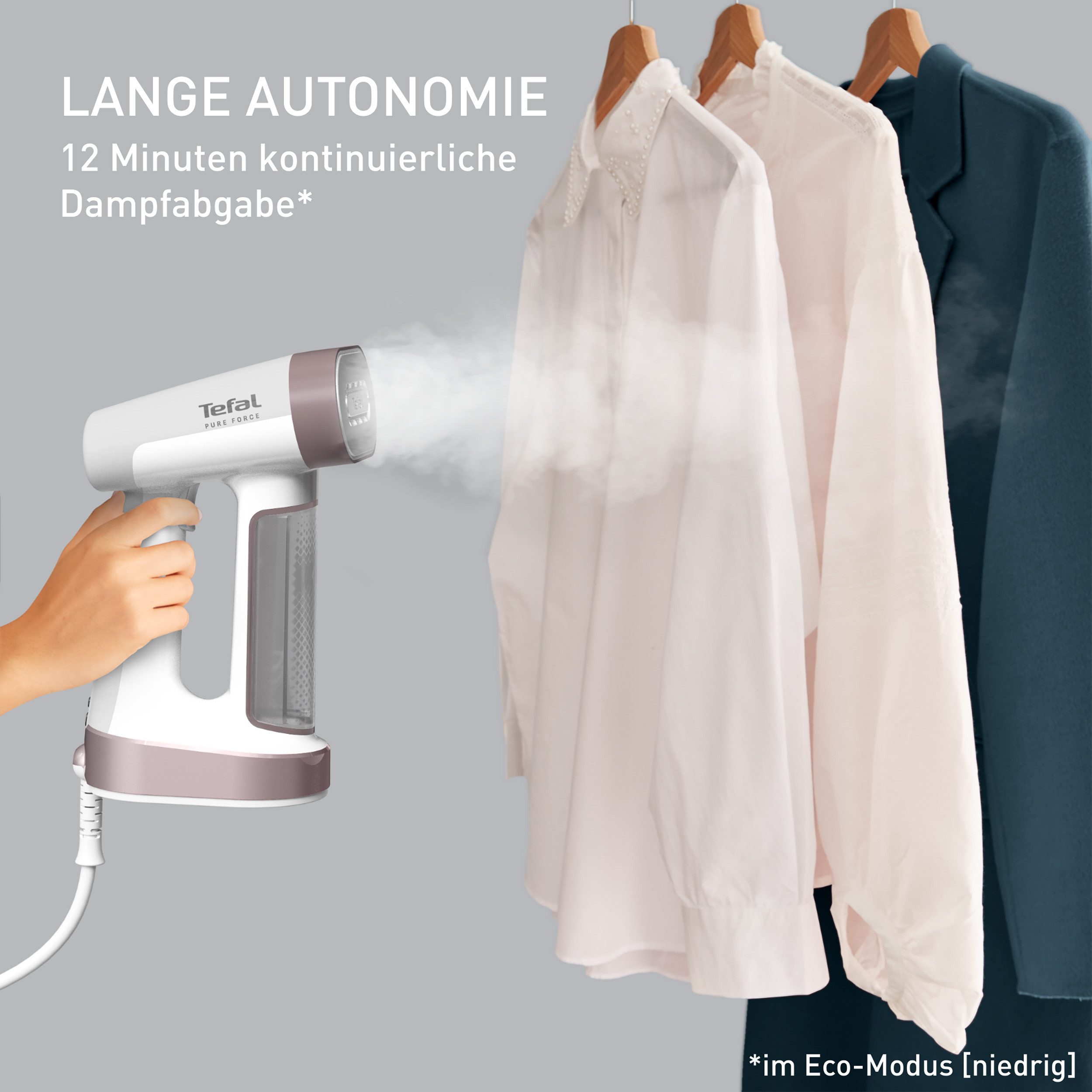 Tefal Dampfbürste DT8720 Pure Force 2-in-1, 1800 W, vertikal Dampfen, horizontal Bügeln, 12 Minuten Autonomie