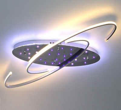 Lewima LED Deckenleuchte, XXL 80cm LED Sternenhimmel RGB Farbwechsel Deckenlampe Warmweiß mit Decken Subbeleuchtung 24W, Lampe Leuchte Tibro