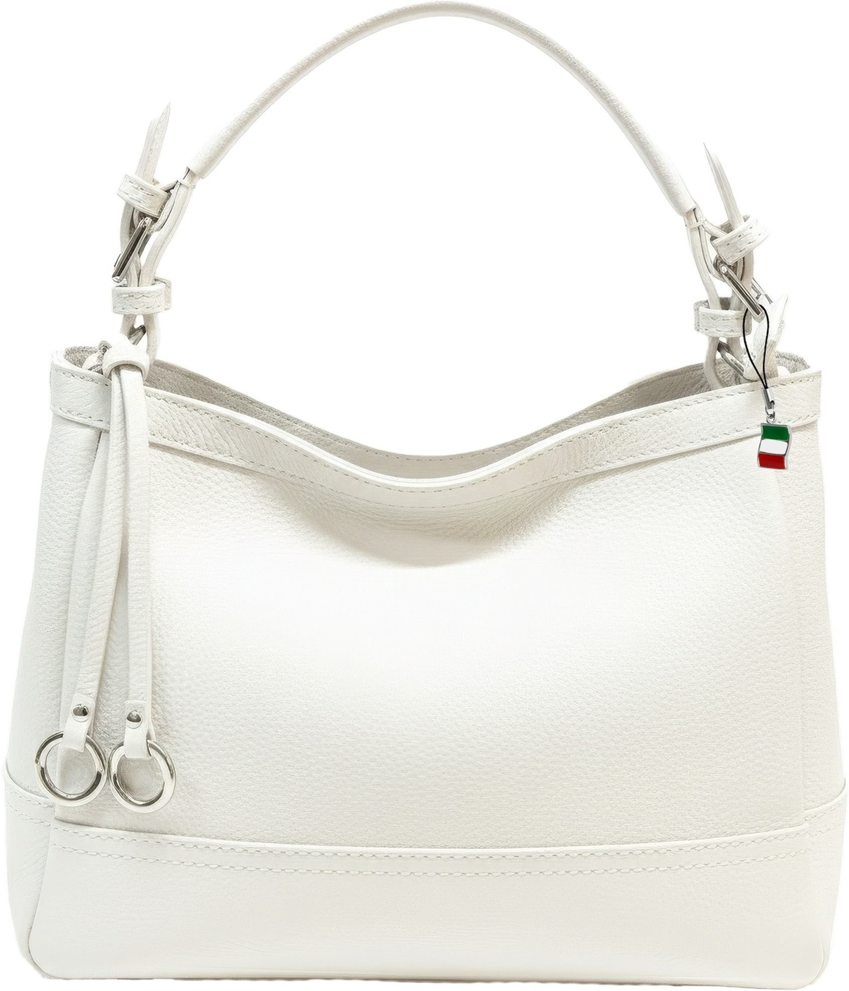 FLORENCE Schultertasche Florence Damen Schultertasche Hobo Bag (Schultertasche), Damen Schultertasche Leder, weiß ca. 38cm