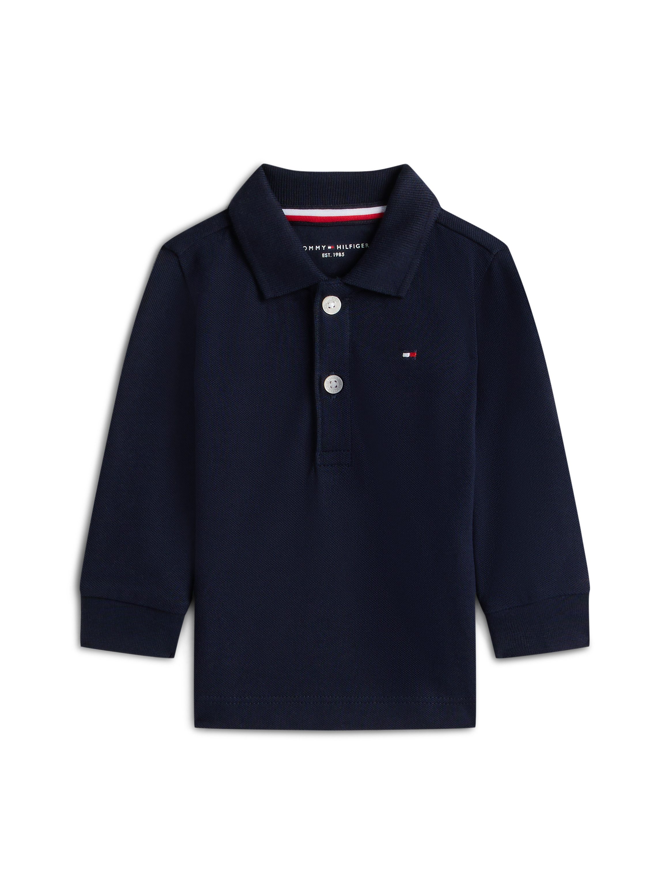 Tommy Hilfiger Langarm-Poloshirt für Babys, weiche Baumwoll-Qualität