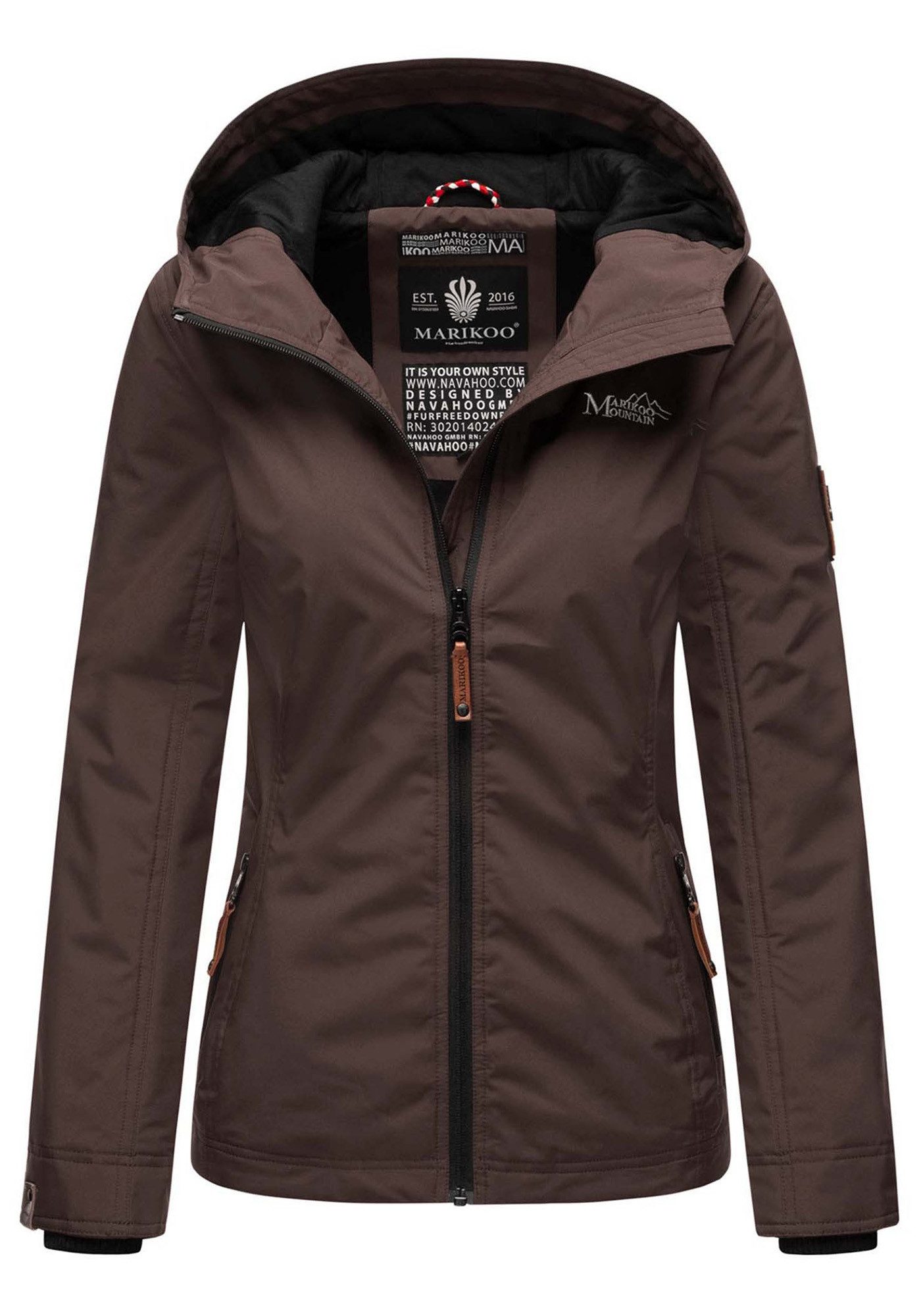 Marikoo Outdoorjacke Brombeere Sportliche Übergangsjacke mit Kapuze und schützendem Kragen – Bild 4 von 5