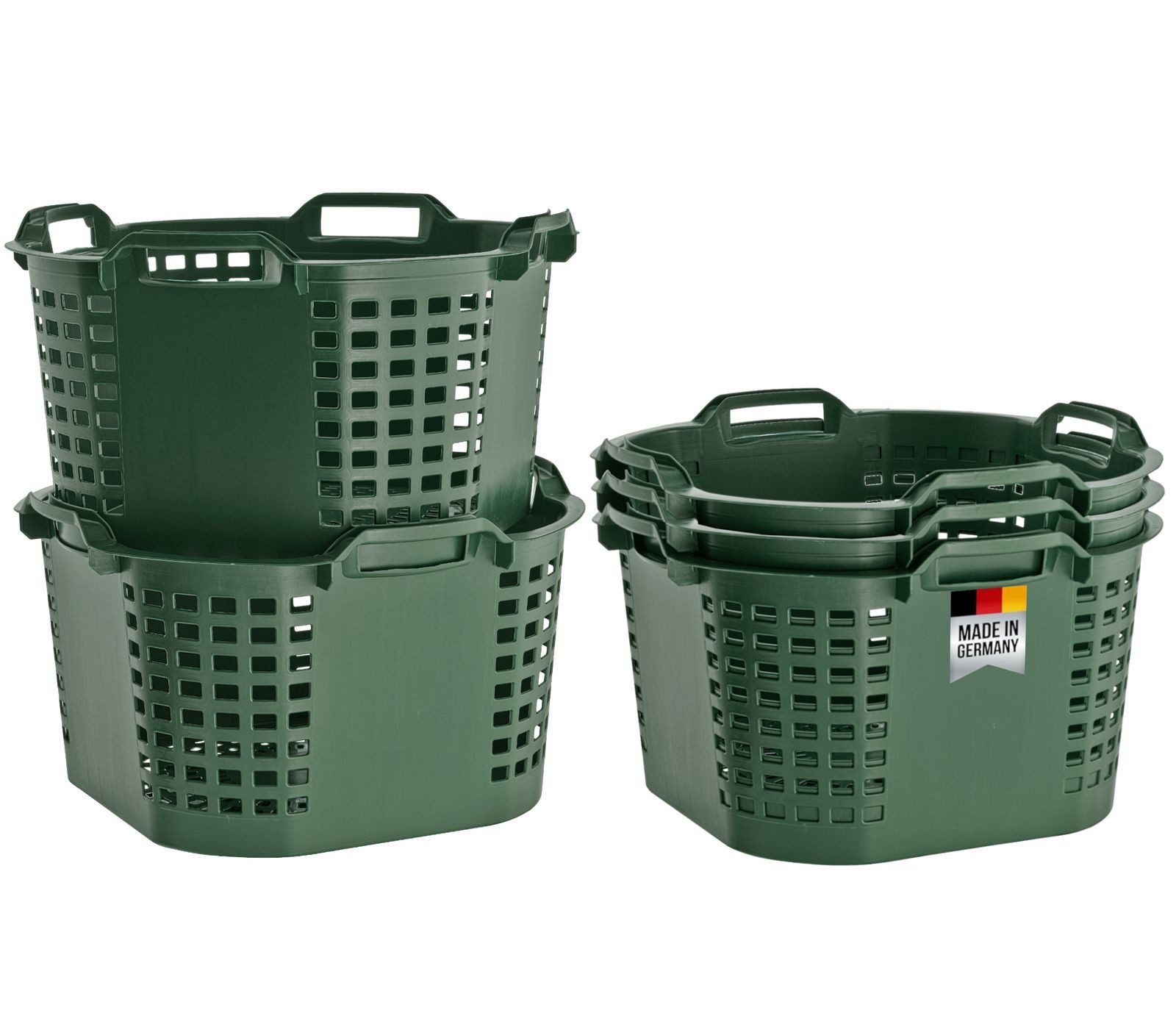 BURI Wäschekorb 5x Obstkorb 50 Liter Gartenkorb Gemüsekorb Stapelbar Erntekorb Korb