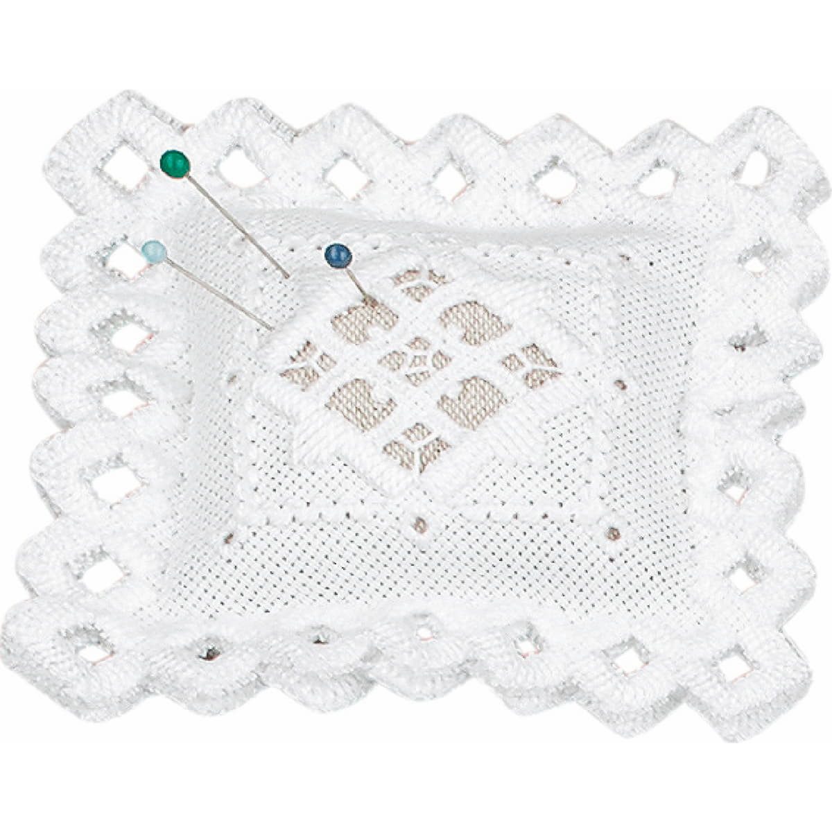 Permin Kreativset Permin Hardanger Nadelkissen Stickpackung "Weiß I", Zählmuster, 9x9..., (embroidery kit by Marussia)