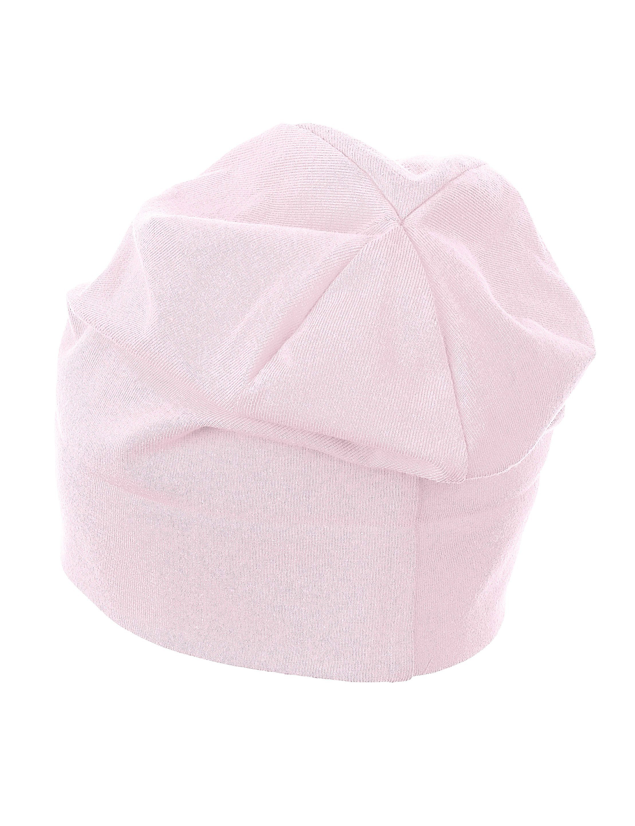 Sterntaler® Beanie rosa Beaniemütze mit Beanie Kinder Singlejersey Umschlag) Mütze ohne tragbar Babymütze OCS (1-St., und aus unifarben