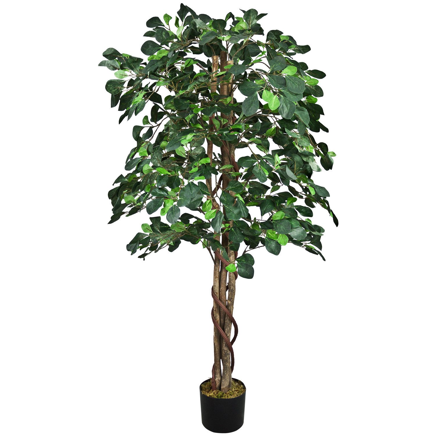 Kunstbaum Künstliche Pflanze Kunstlicher Baum Kunstbaum mit Echtholz 125 cm Schefflera, Decovego, Höhe 125 cm