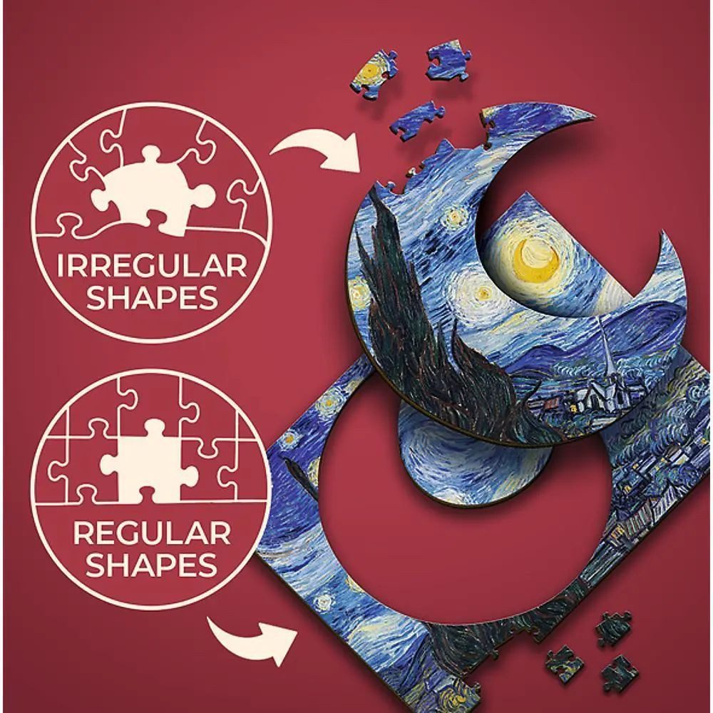 Trefl GmbH Puzzle Holz Puzzles - "200" - Die Sternennacht / Vincent van Gogh, 200 Puzzleteile