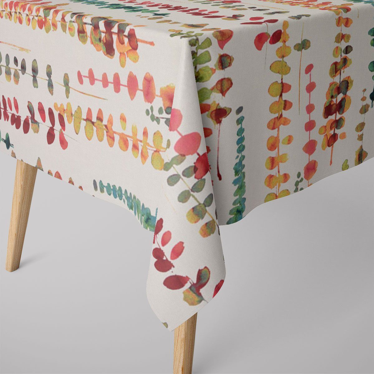Tischdecke SCHÖNER LEBEN. Tischdecke Ranken Blätter Aquarell beige terrakotta g