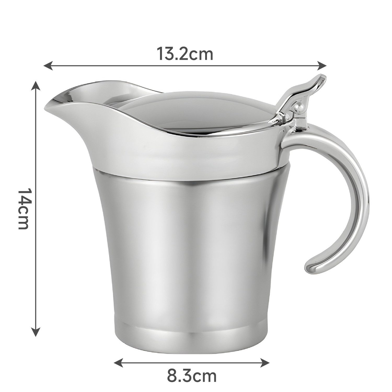 OSTWOLKE Sauciere Edelstahl Thermo-Sauciere 450ML, (1-tlg), Einhand-Bedienung, mit Klappdeckel