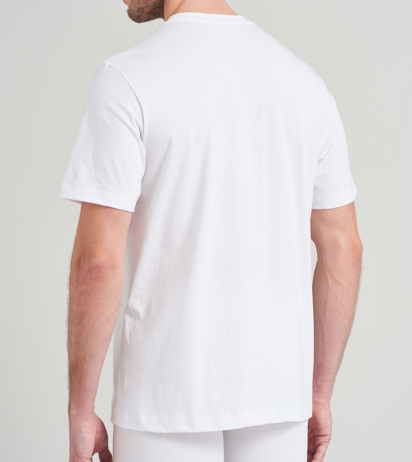 Weiß formstabil, (2-tlg) Halsnaht mit V-Ausschnitt, verstärkte Schiesser T-Shirt