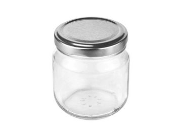 MamboCat Einmachglas 50er Set Rundglas 212 ml nieder To 66 silberner Deckel incl Rezeptheft, Glas