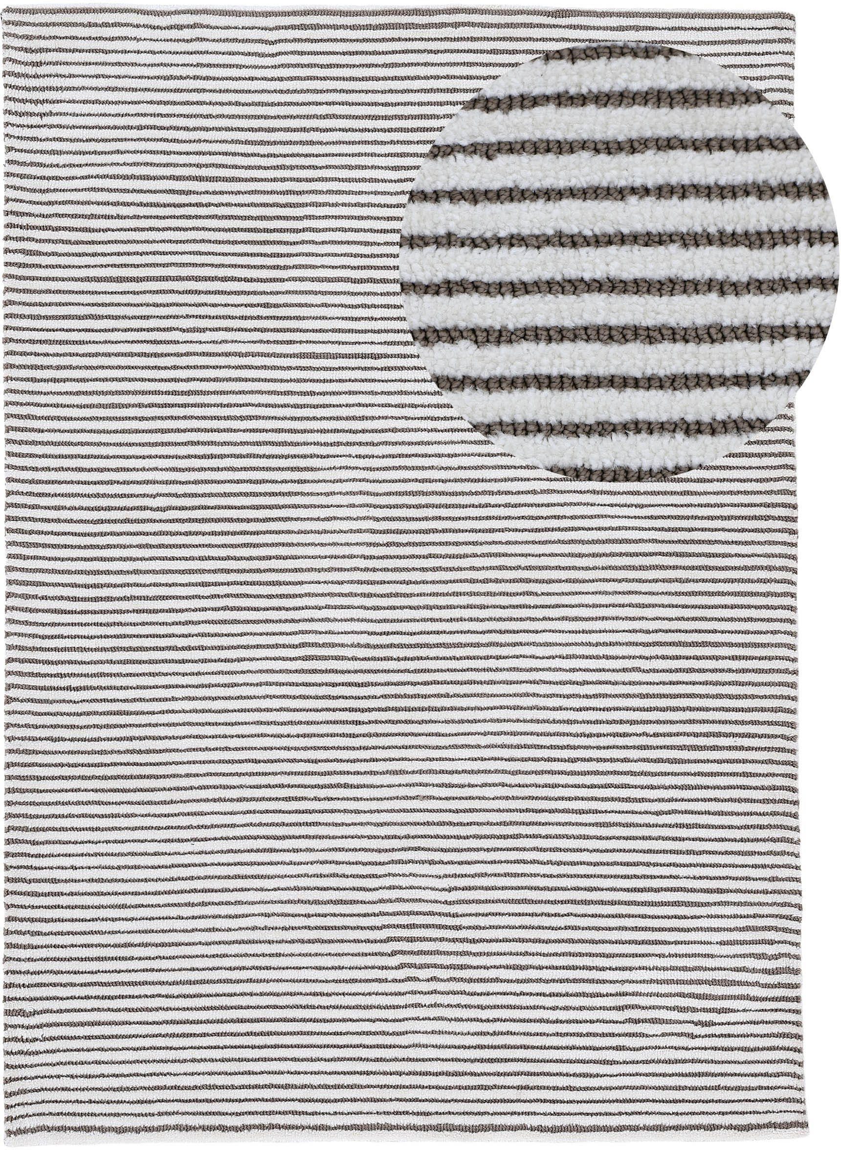 carpetfine Teppich Holly 5, rechteckig, Höhe: 12 mm, gestreift, Hoch-Tief Struktur, Wohnzimmer