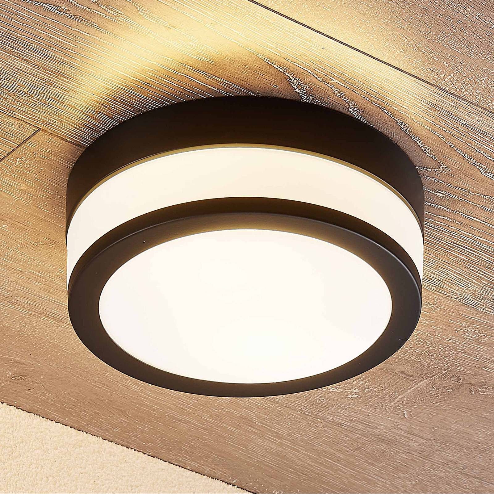 Lindby Deckenleuchten Flavi, Metall, Schwarz IP44, 2 x 15 W LED