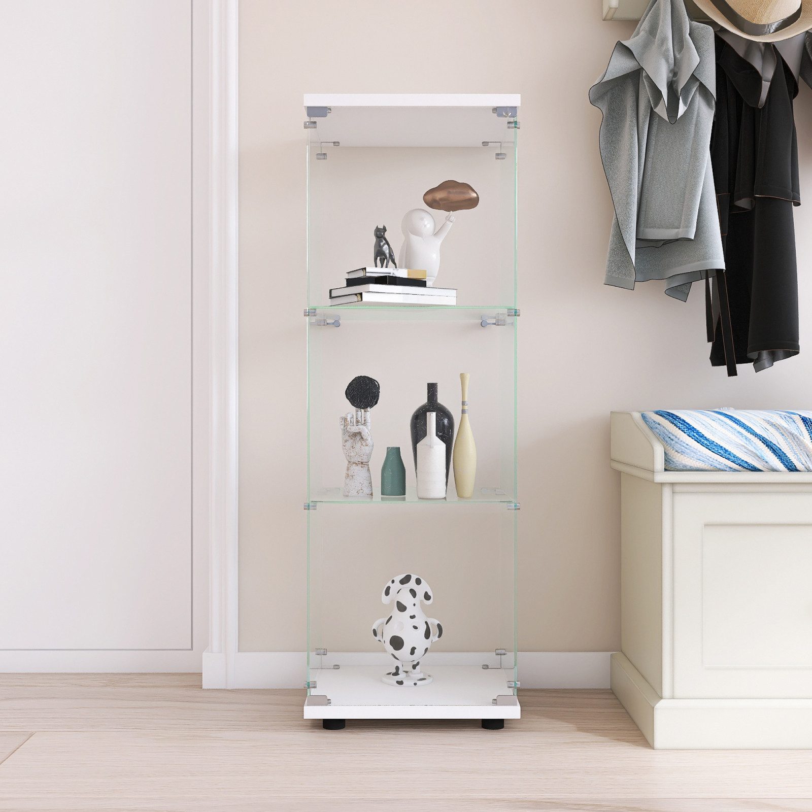 FUROKOY Glasvitrine Glas Standvitrinen, Drei/Zweifach-Vitrine aus günstig online kaufen