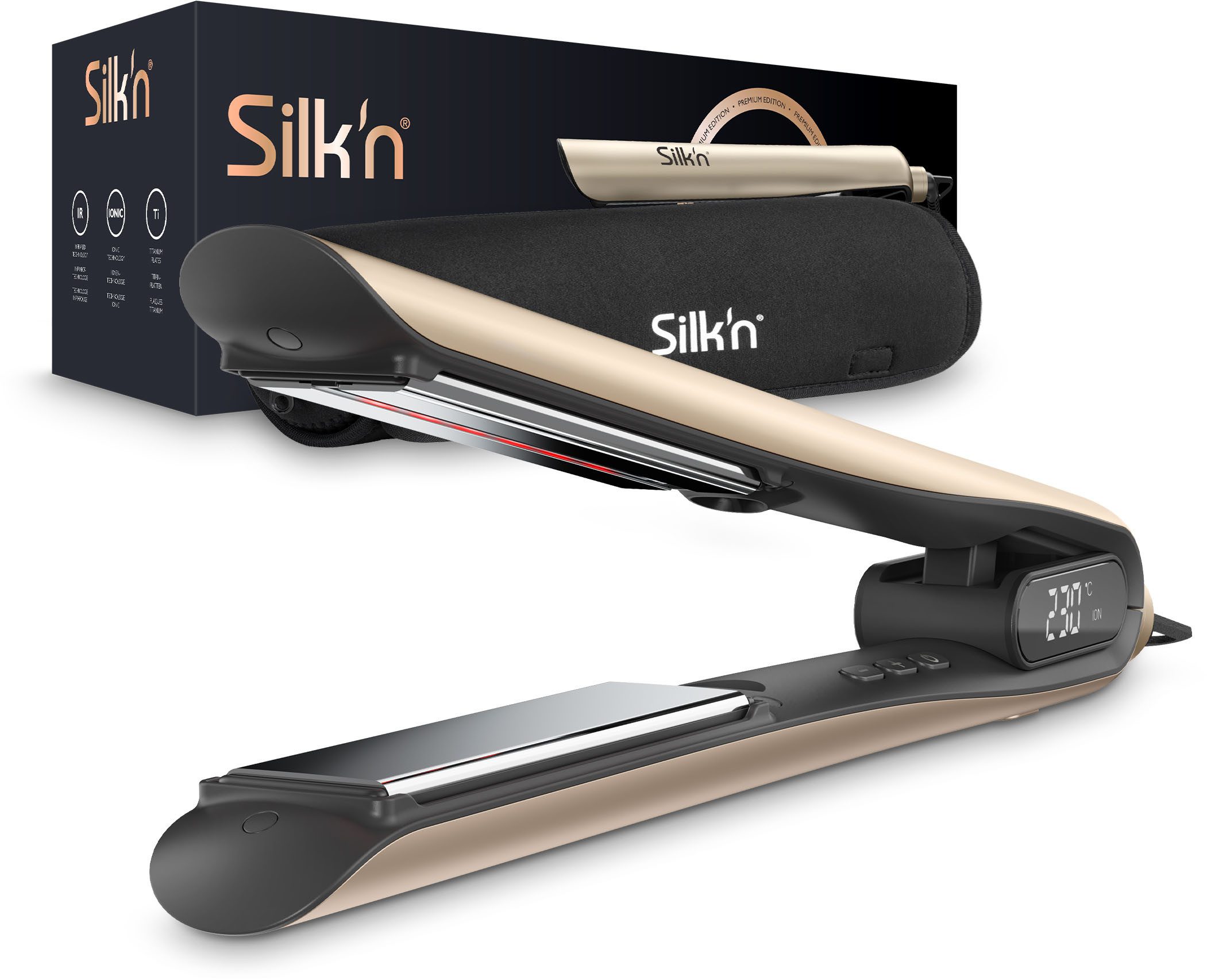 Silk'n Glätteisen, Dynamisches LED-Display, Infrarot- und Ionentechnologie, 3 m Kabel