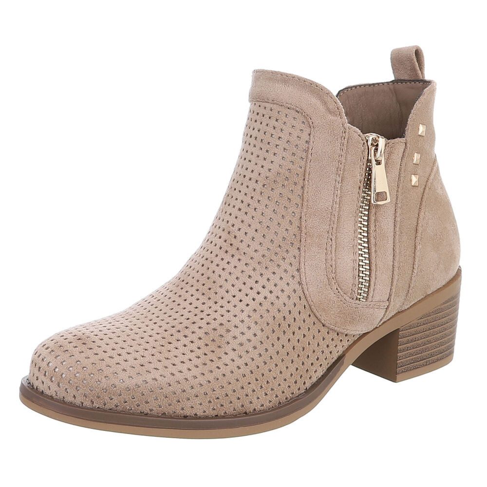 Ital-Design Modische Stiefelette mit Reißverschluss und Perforation Sommerb günstig online kaufen