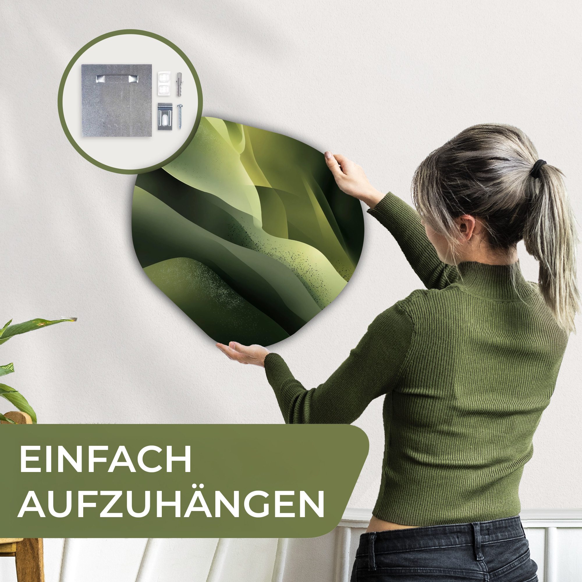 MuchoWow Gemälde Spiele - Wellen - Abstrakt - Hügel - Grün, Fotodruck (1 St), Wandbild Abstrakt, Wohnzimmer Schlafzimmer Wanddekoration, 40x40 cm