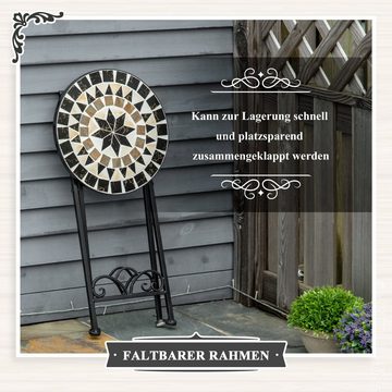 Outsunny Pflanzentreppe Pflanzenständer Blumenständer Steinmosaik Indoor Outdoor mehrfarbrig (Set, 1 St., Pflanzenhalter klappbar), Ø36 x 67H cm