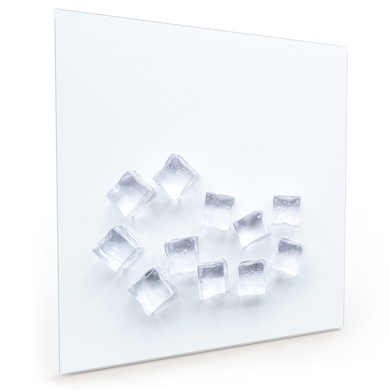 Primedeco Küchenrückwand Küchenrückwand Spritzschutz Glas mit Motiv Eiswürfel in hell | Küchenrückwände