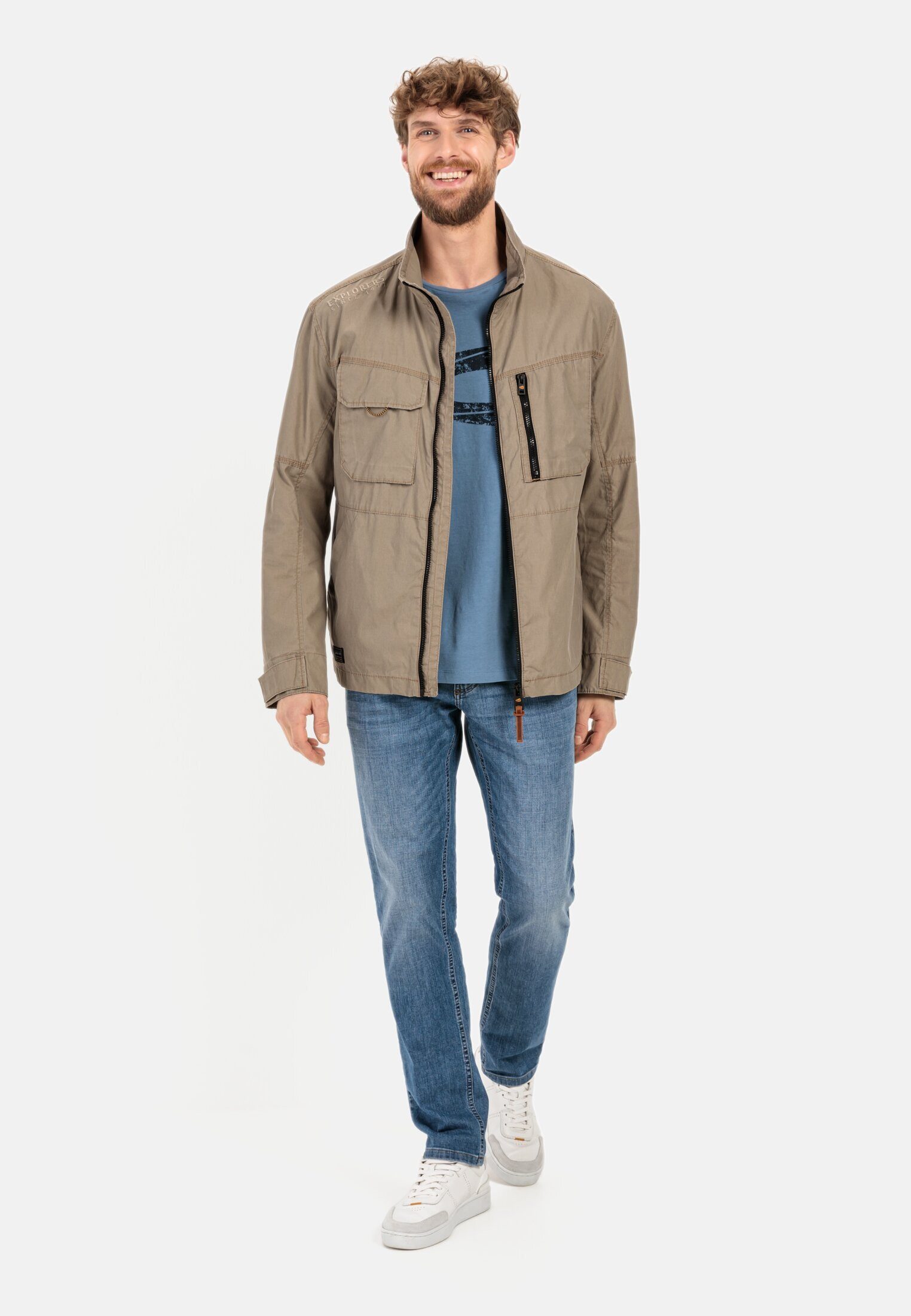 camel active Blouson Leichter Blouson mit Stehkragen Langarm Markenlabel