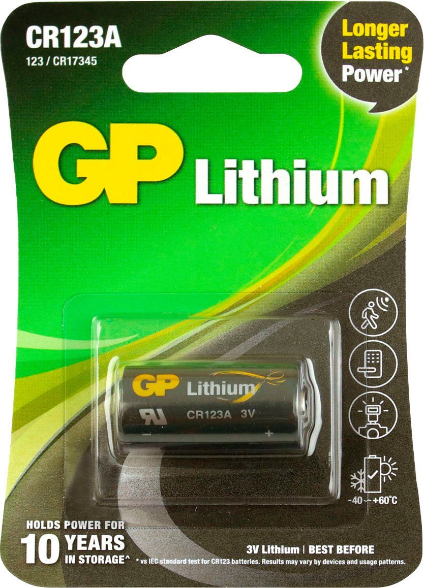 V, GP Batterie, 1 (3 Stück Batteries 1 CR123A St) CR123A