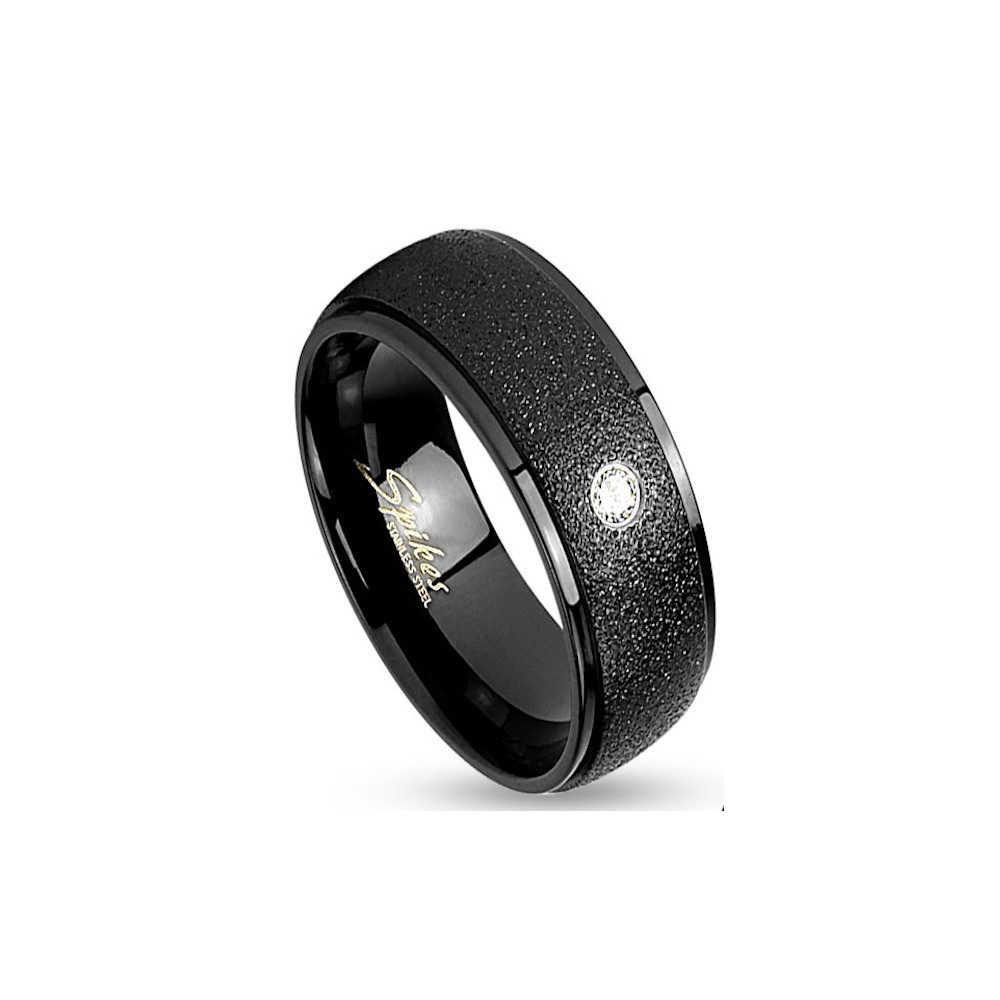 BUNGSA Fingerring Ring Mittelteil sand-gestrahlt Schwarz aus Edelstahl Unisex (Ring, 1-tlg), Damen Herren