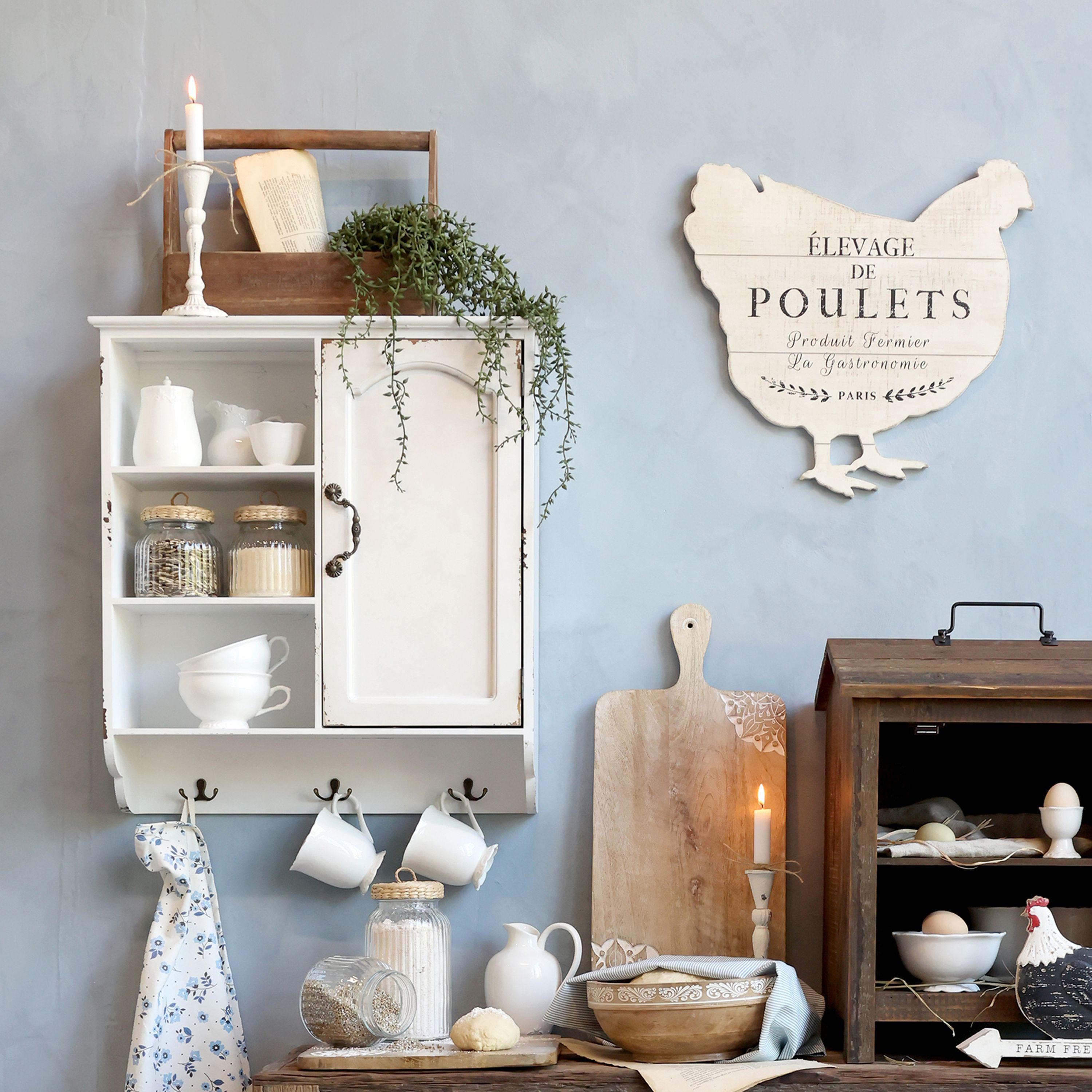 Chic Antique Wandregal Chic Antique - Wandschrank Hängeschrank mit Regal un günstig online kaufen