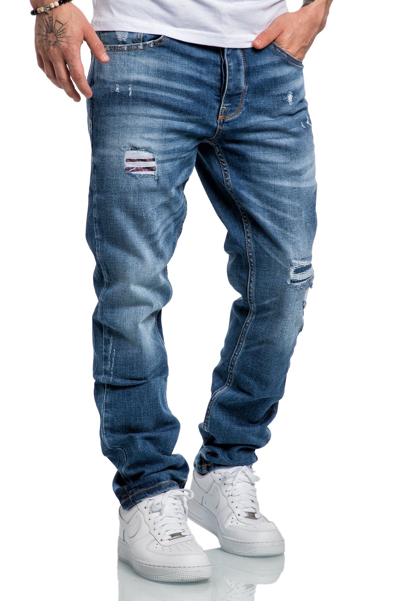 Amaci&Sons Straight-Jeans KANSAS Regular Fit Destroyed Jeans – Bild 3 von 4