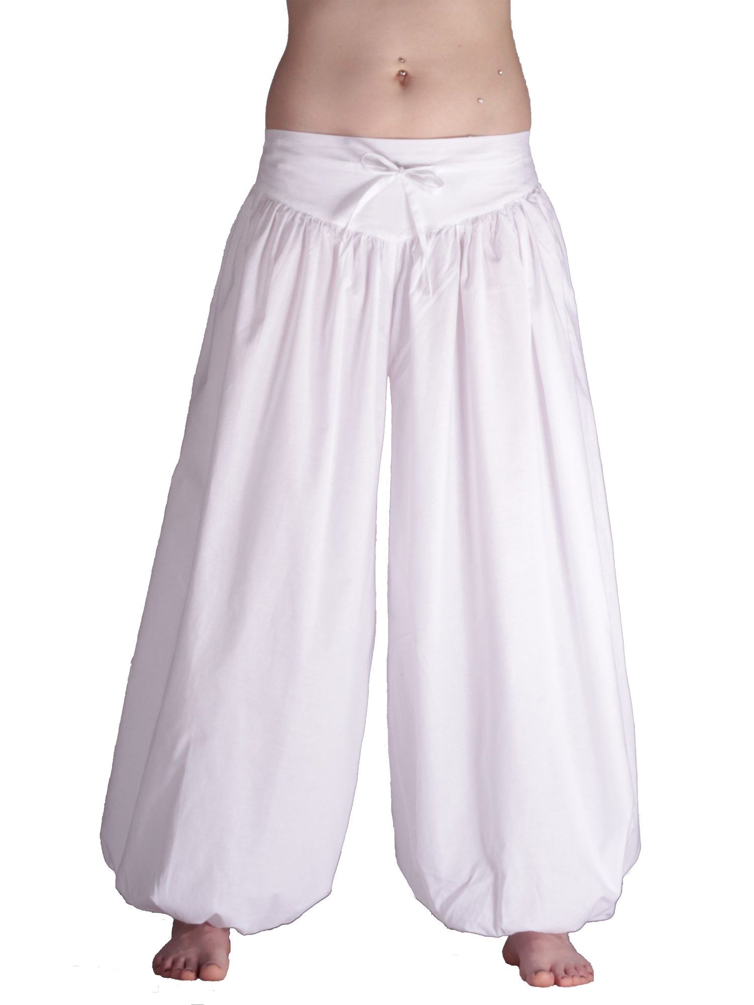 Leucht-Welten Pumphose Ballonhose, weite Pumphose aus Baumwolle für Damen Weiß weit geschnitten