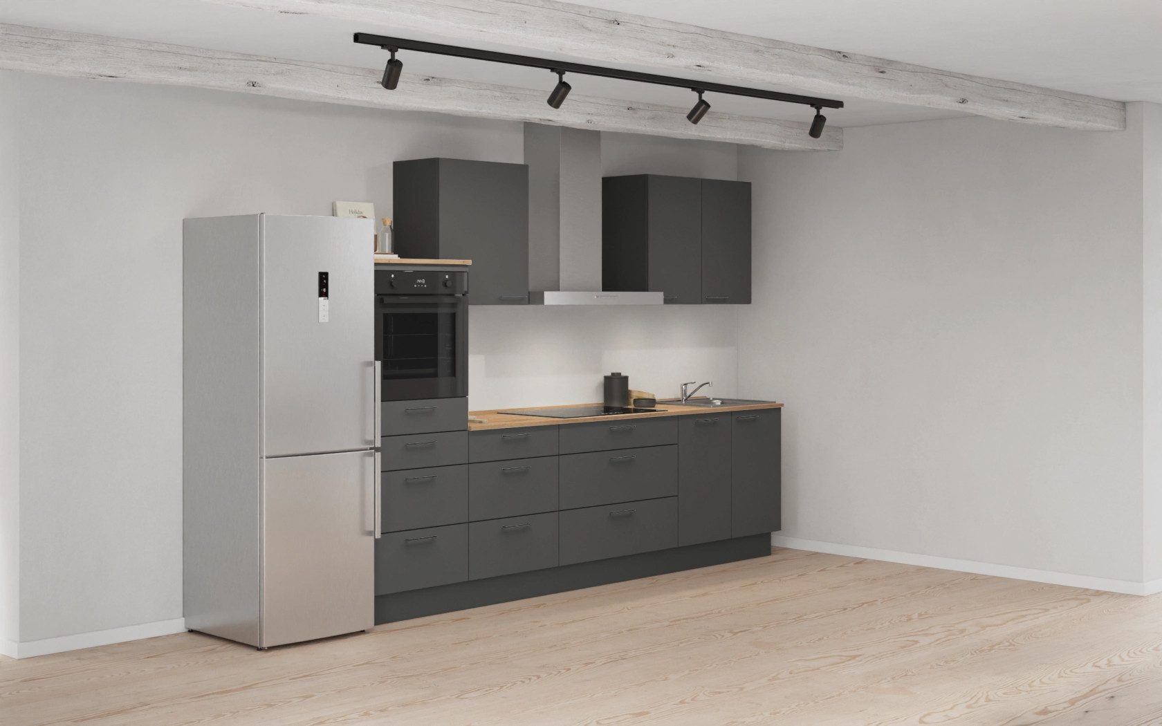 nobilia® Küchenzeile Salev, individuell anpassbar, gratis Küchenplanung mit Profis, (Breite 300 cm), vormontiert, wahlw. mit E-Geräten, inkl. Lieferung