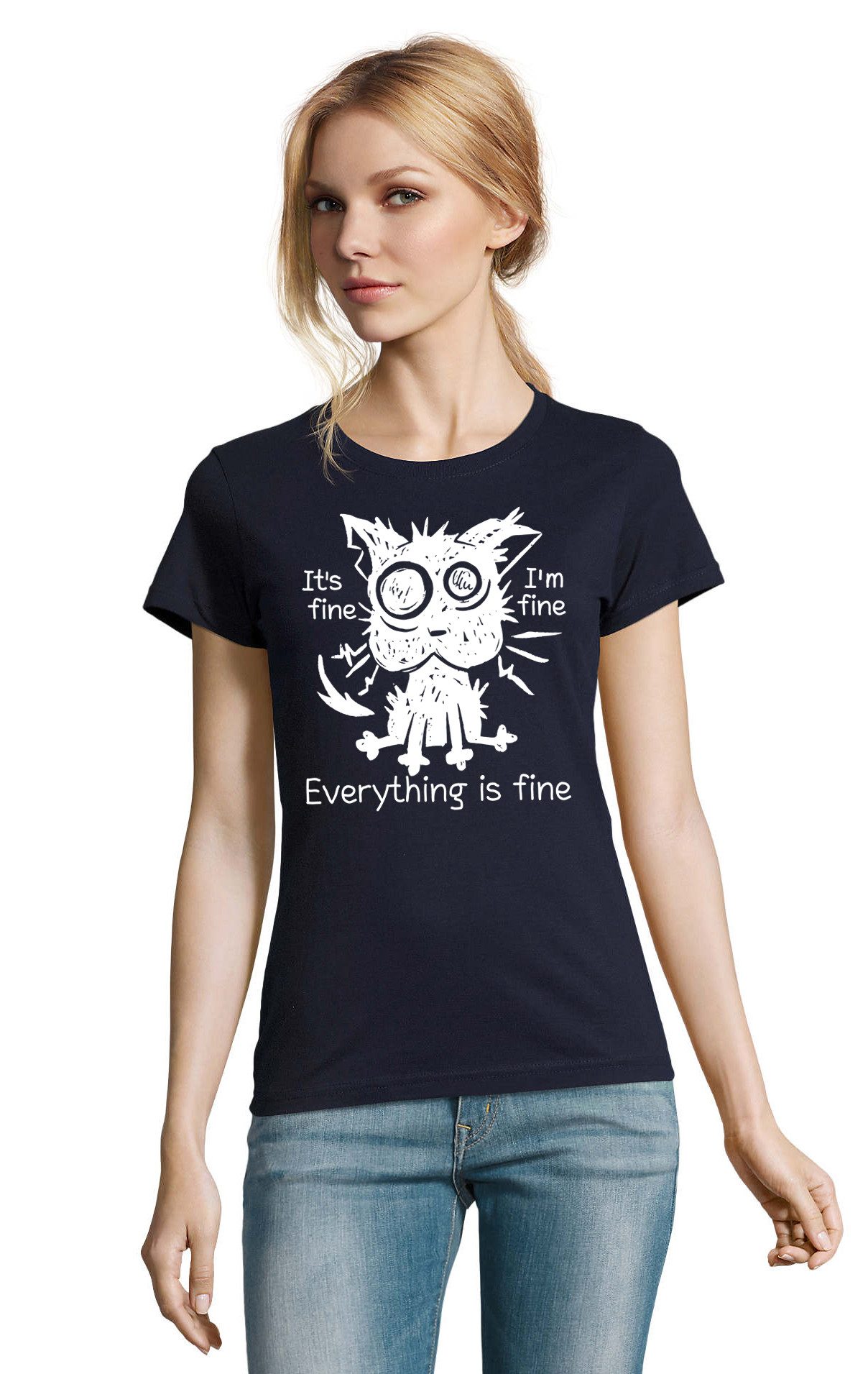 Blondie & Brownie T-Shirt Stressed Cat Gestresste Katze Fun Lustig Print Da günstig online kaufen