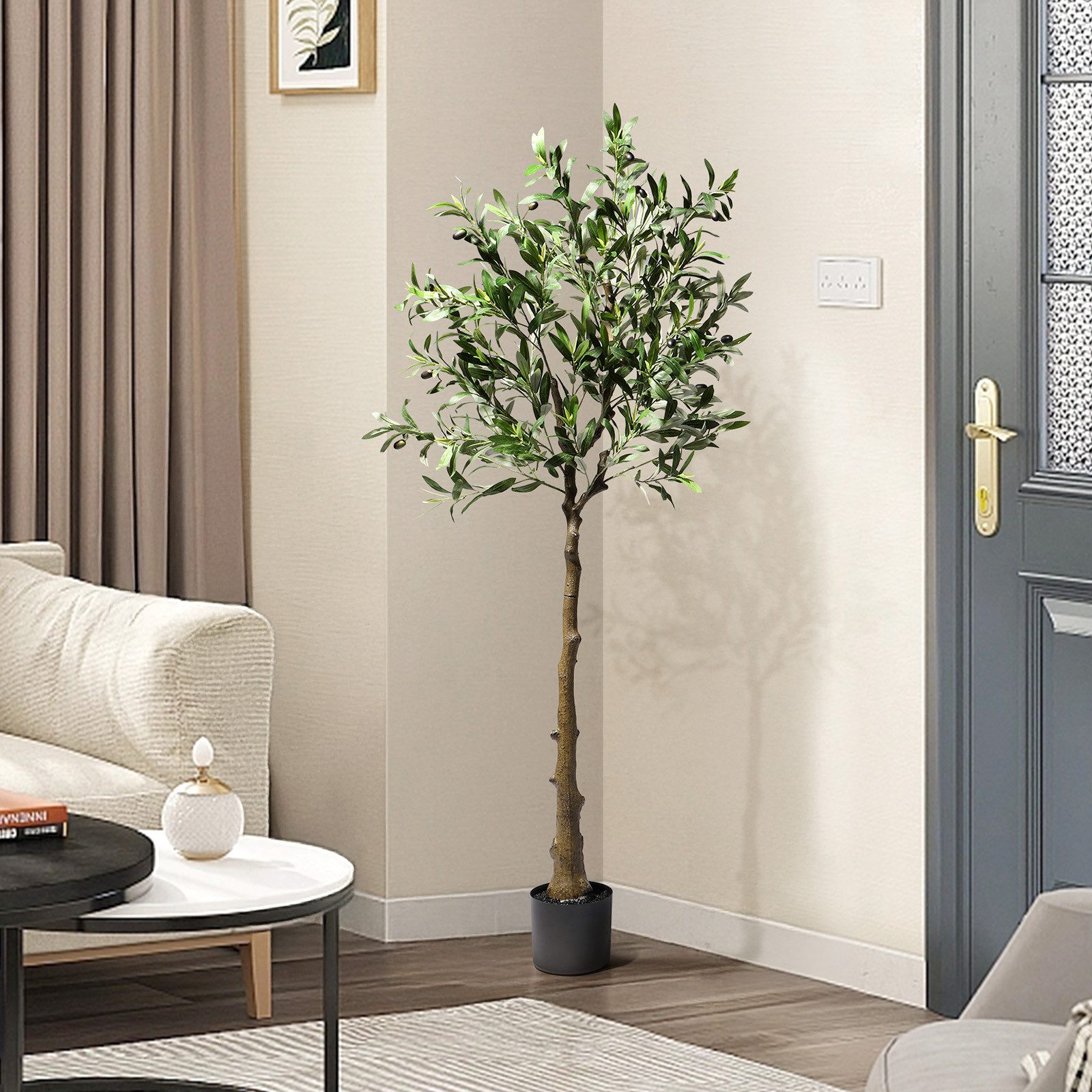 VINGLI Olivenbaum Kunstpflanze, Realistischer Kunstbaum Indoor mit Olivenfr günstig online kaufen