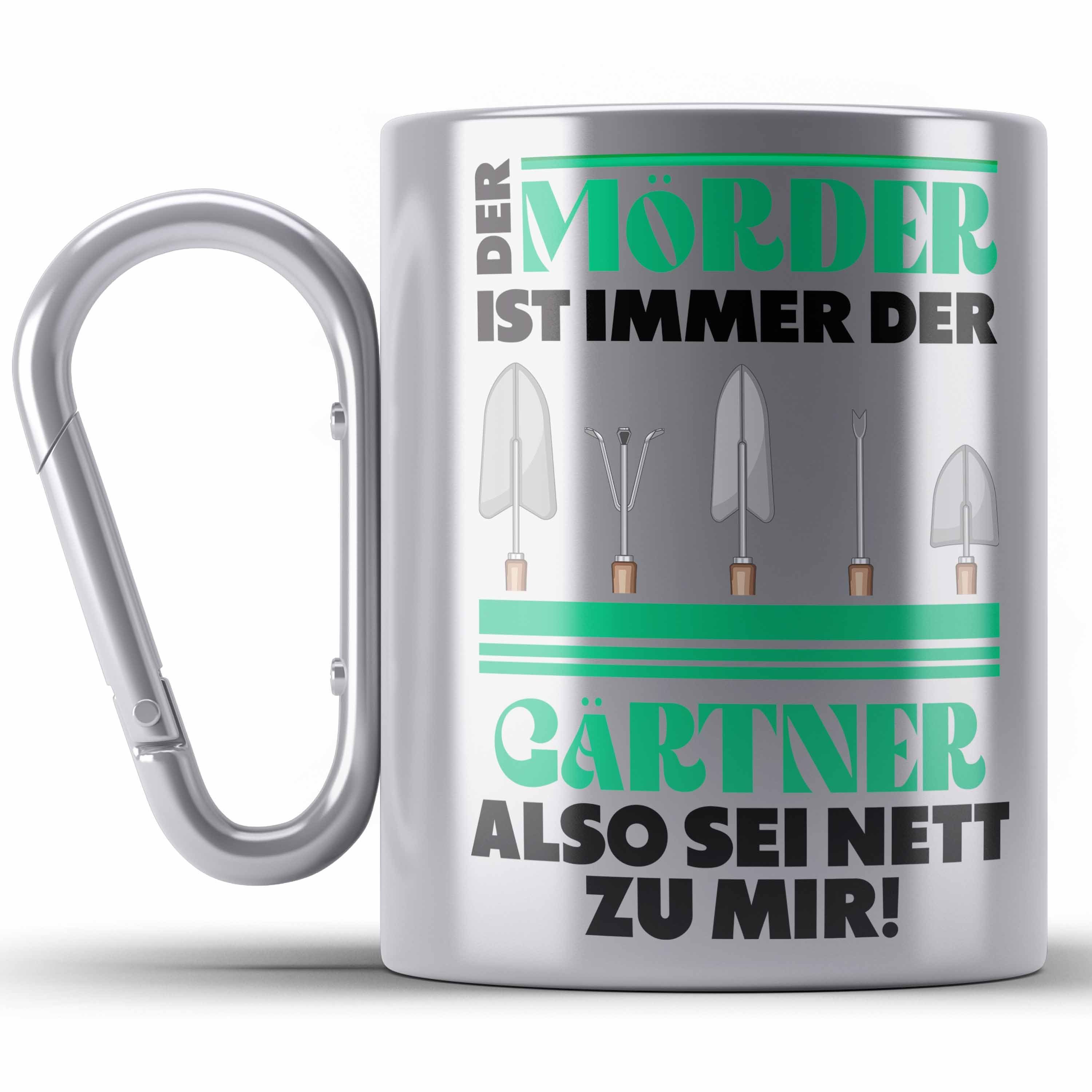 Trendation Thermotasse Gärtner Edelstahl Tasse mit Spruch Garten