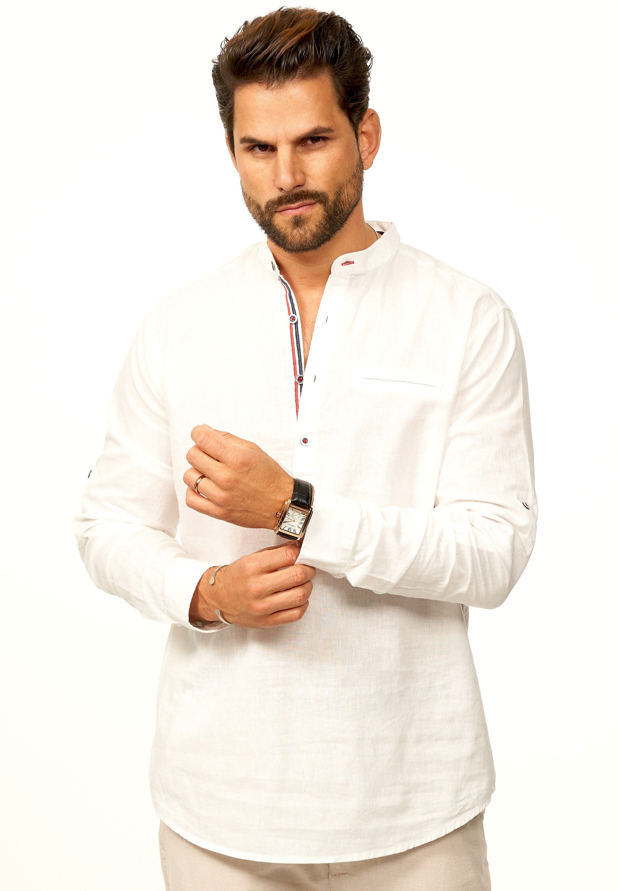 behype Langarmhemd aus Leinen im Regular-Fit Tunikahmed Herren Leinenhemd F günstig online kaufen